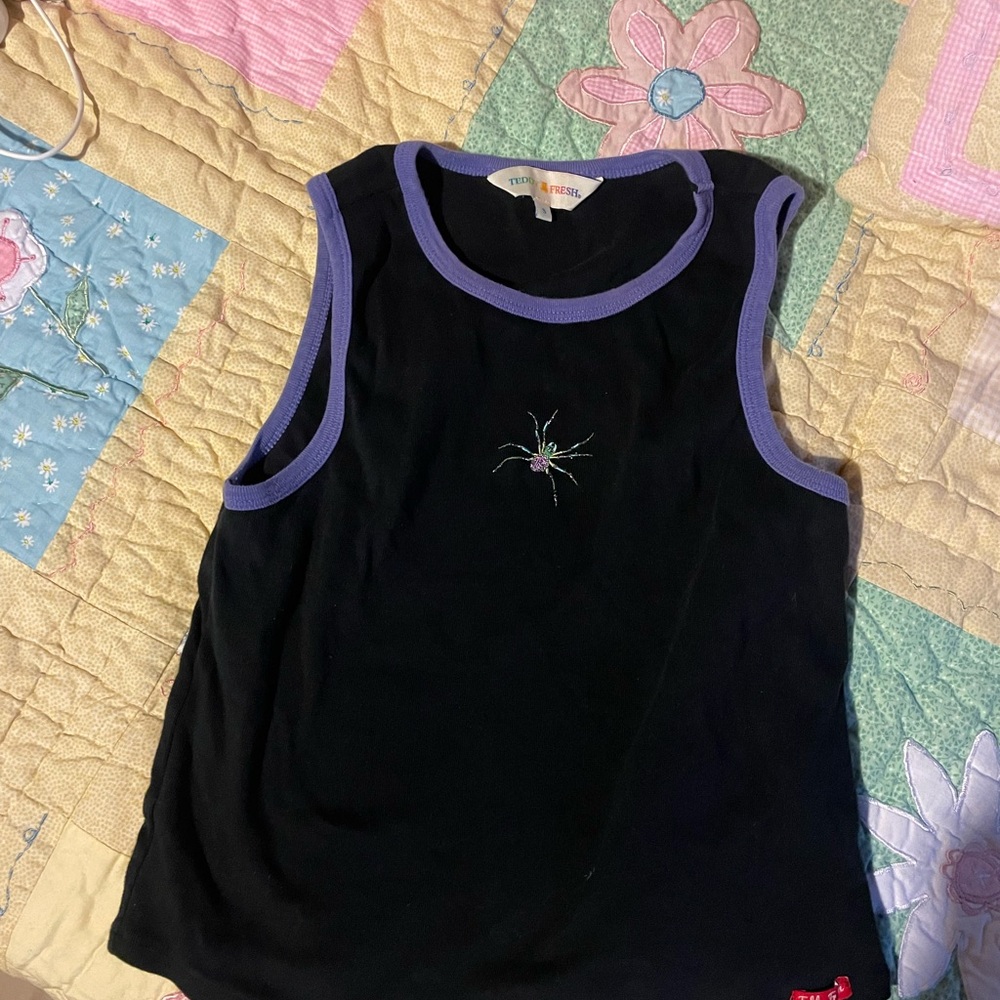 Black Tank Top with Purple Trim